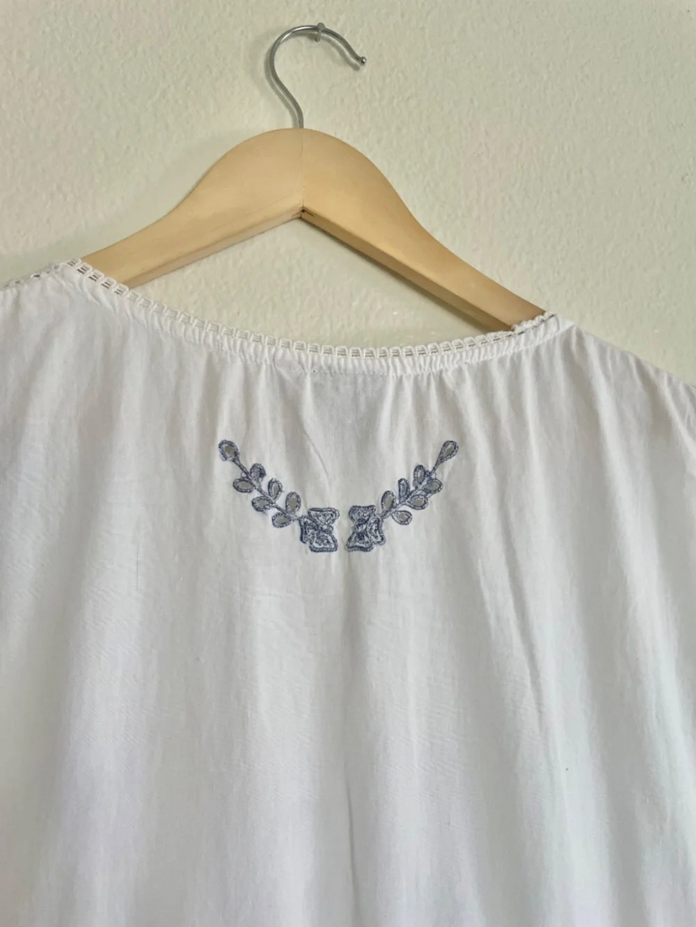 Vintage Papillon White Cotton Embroidered Prairie Maxi Dress S/M - Picture 4 of 11